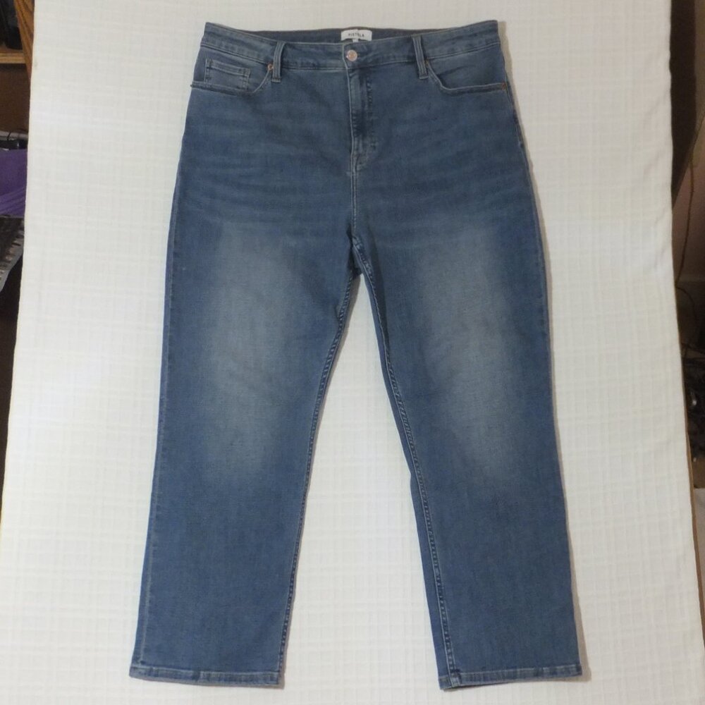 Pistola Jeans Womens 18W Blue Straight Leg Cotton Blend Zipper Stretch